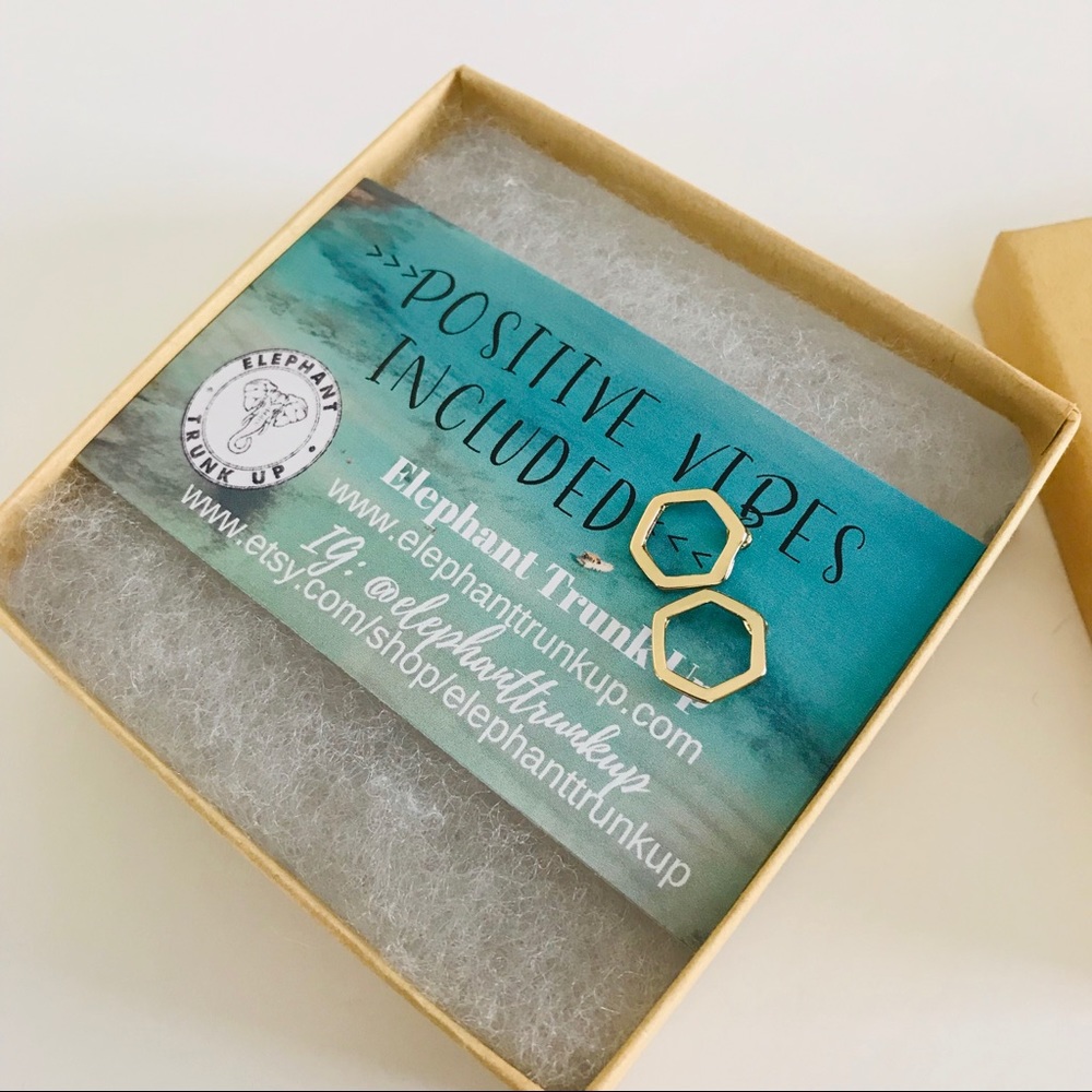 Gold Hexagon Stud Earrings